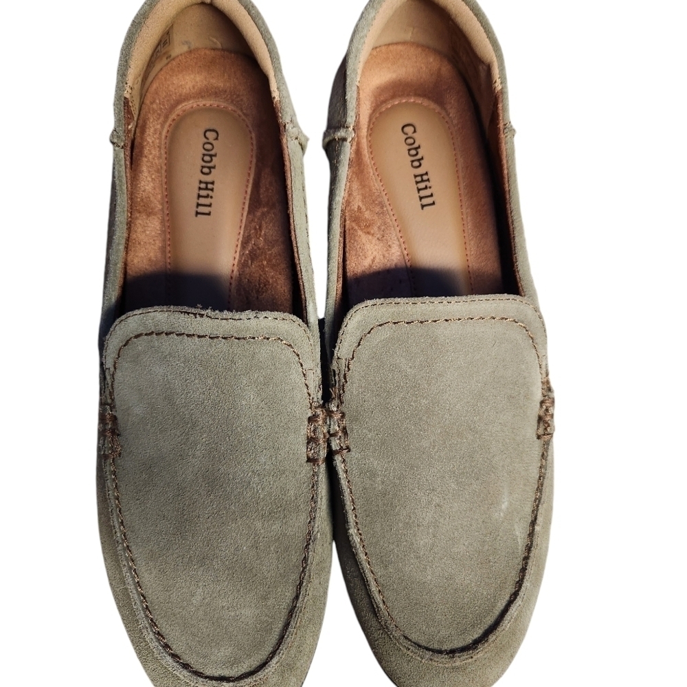 EUC Cobb Hill Crosbie Moccasins Women's 8.5 Green Taupe Suede - Picture 5 of 9